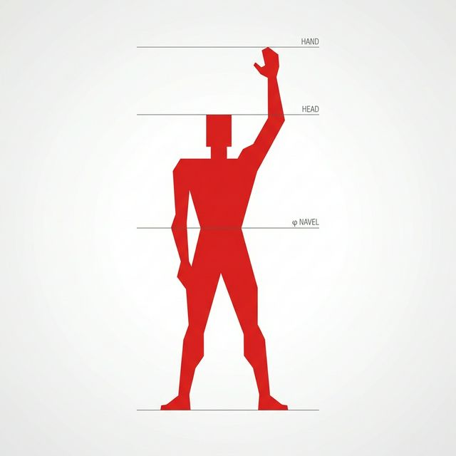 Le Corbusier's Modulor, red silhouette